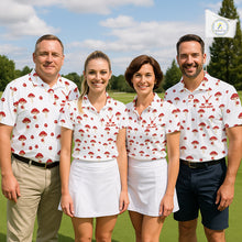 Load image into Gallery viewer, Funny Mushroom Womens Golf Polo Shirt, Personalized Mushroom Red White Pattern Golf Jersey NHT888
