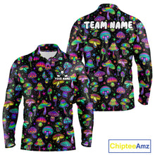 Load image into Gallery viewer, Funny Neon Mushroom Pattern Mens Golf Polo Shirt – Custom Name, Team Name For Golfer NHT889