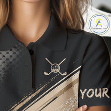 Load image into Gallery viewer, Funny Raccoon Golf Polo Shirt Custom Name Golf Beer Polo Gift For Men Black Beige Golf Jersey  NHT891