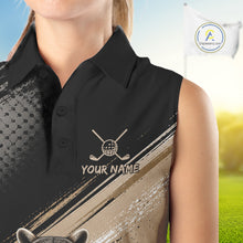 Load image into Gallery viewer, Funny Raccoon Golf Polo Shirt Custom Name Golf Beer Polo Gift For Women Black Beige Golf Jersey NHT891