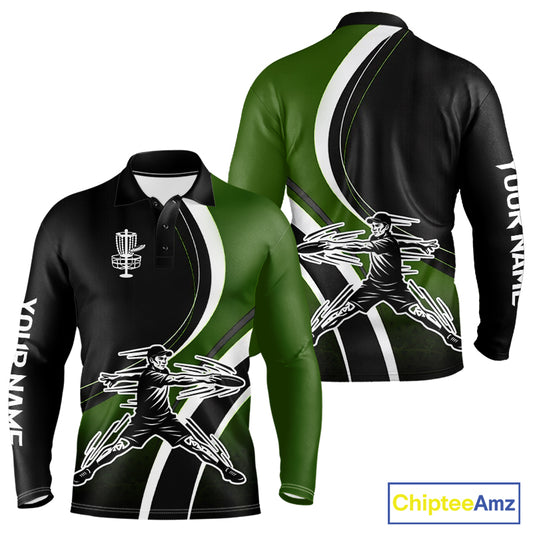 Green Mens Disc Golf Polo Shirt Customized Disc Golf Shirts For Men Disc Golfing Gifts NHT895