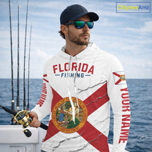 Load image into Gallery viewer, Florida Fishing Shirt Patriotic Florida Flag Long Sleeve Hooded UV Protection Fishing Jersey