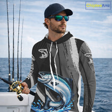 Load image into Gallery viewer, Personalized Black Camo Chinook Salmon Fishing Jerseys, Salmon Long Sleeve Hooded Fishing Shirts  NHT463