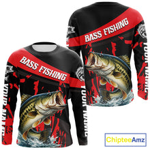 Load image into Gallery viewer, Custom Largemouth Bass Fishing Jerseys, Largemouth Bass Fishing Shirts Long Sleeve For Men|Red NHT725