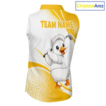Load image into Gallery viewer, Funny Duck Swing Womens Sleeveless Golf Polo Shirt, Cute Duck Print Shirt, Sporty Animal Golf Gift NHT1220