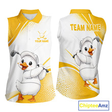 Load image into Gallery viewer, Funny Duck Swing Womens Sleeveless Golf Polo Shirt, Cute Duck Print Shirt, Sporty Animal Golf Gift NHT1220