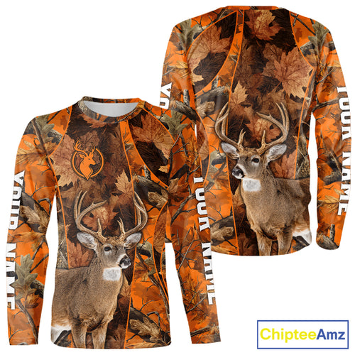 Unisex 3D Deer Hunting Orange Camo Shirt, Whitetail Deer Hunting Shirt For Deer Hunters NHT221
