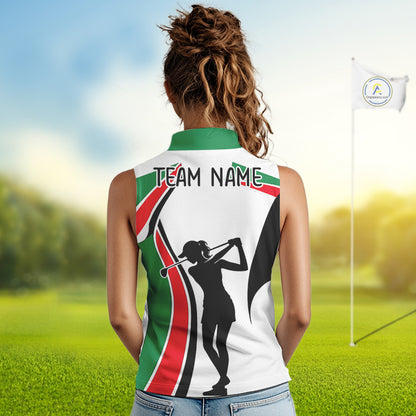 Mexican Flag White Golf Pattern Sleeveless Womens  Polo Shirt Patriotic Womens Golf Shirt Mexico Golf Gifts NHT737