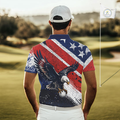 Mens Golf Polo Shirt Custom American Eagle Golf Shirts Personalized Golf Clubs Team Golf Top NHT902