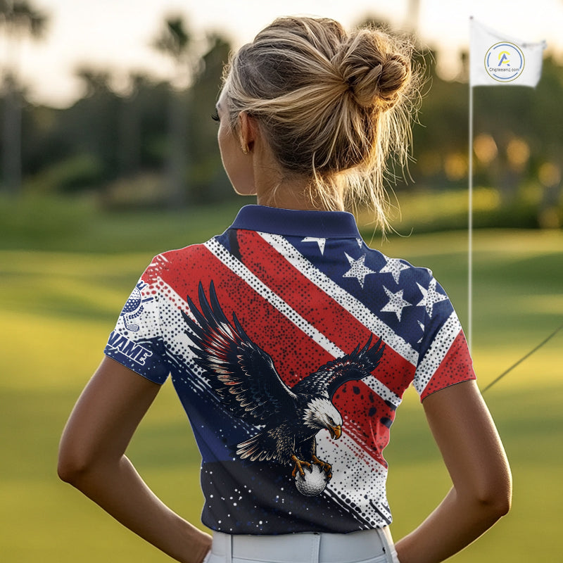 Womens Golf Polo Shirt Custom American Eagle Golf Shirts Personalized Golf Clubs Team Golf Top NHT902