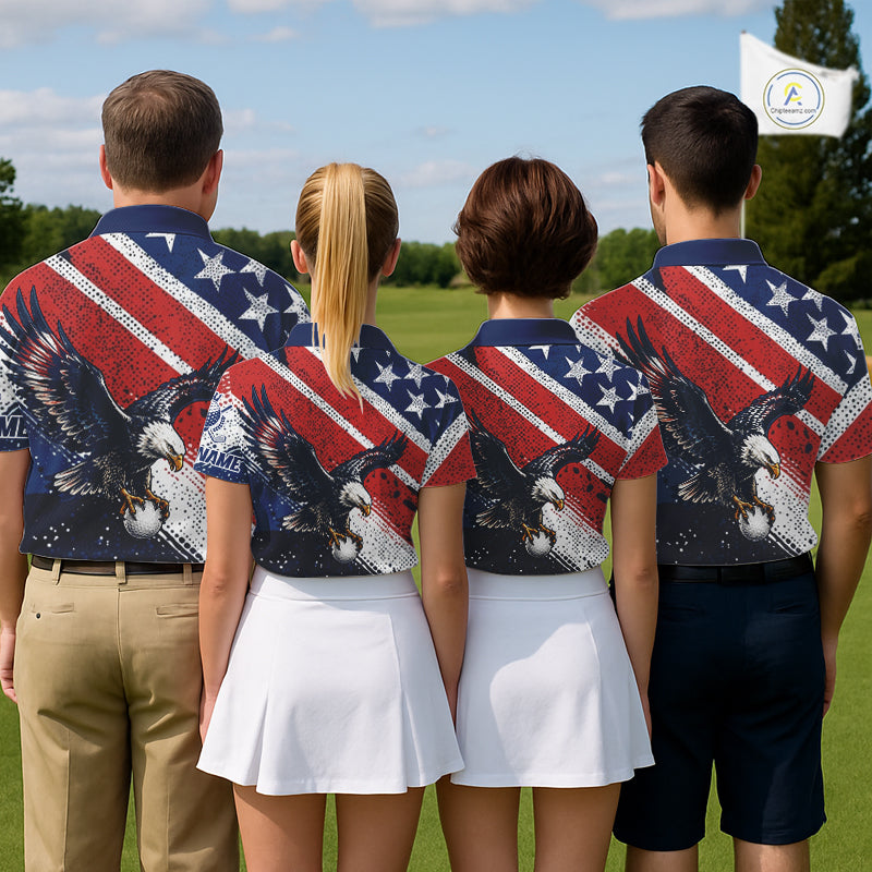 Mens Golf Polo Shirt Custom American Eagle Golf Shirts Personalized Golf Clubs Team Golf Top NHT902