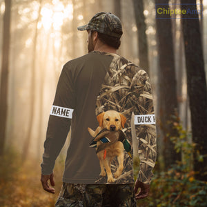 Duck Hunting Brown Camo Shirt with Yellow Lab – All Over Print Design, Gift for Hunters NHT228