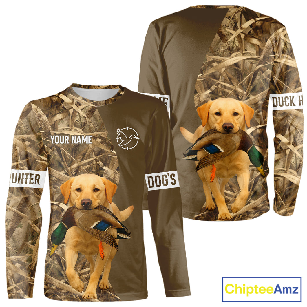 Duck Hunting Brown Camo Shirt with Yellow Lab – All Over Print Design, Gift for Hunters NHT228