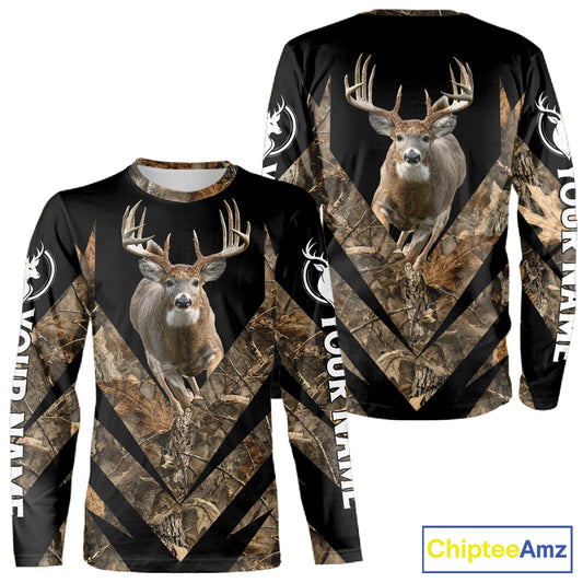 Customized Name Whitetail Deer Hunting Jump Shirt, Hunting Hoodie For Men NHT354