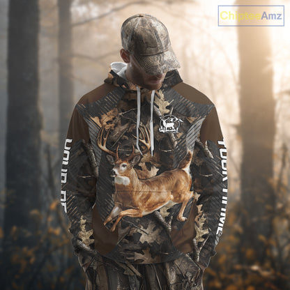 Whitetail Deer Jumping 3D All Over Print Shirts, Gift for Deer Hunters Men, Hunting Hoodie NHT355