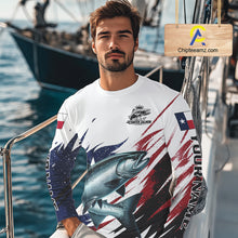 Load image into Gallery viewer, Custom Texas Flag Chinook Salmon Fishing Shirts, Texas Salmon Fishing Shirts Long Sleeve For Team NHT914