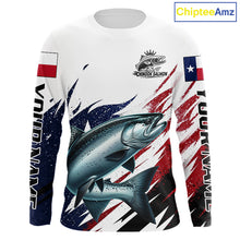 Load image into Gallery viewer, Custom Texas Flag Chinook Salmon Fishing Shirts, Texas Salmon Fishing Shirts Long Sleeve For Team NHT914