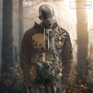 Best Brown Deer Hunting Shirt 3D All-Over Print with Camo, Grim Reaper For Deer Hunters NHT25