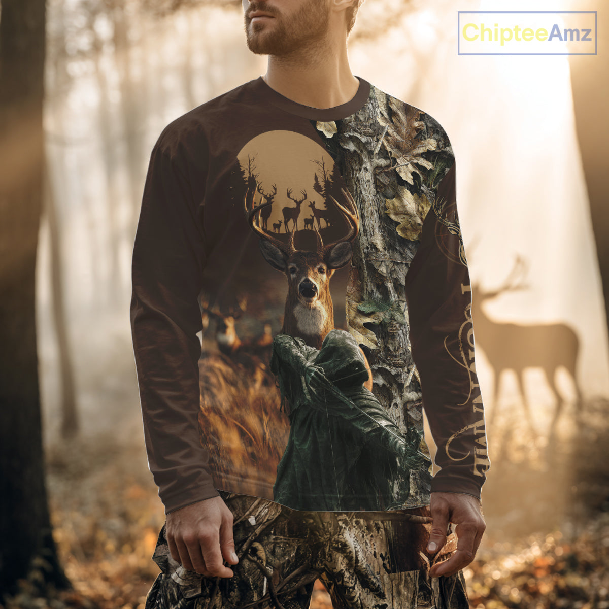 Best Brown Deer Hunting Shirt 3D All-Over Print with Camo, Grim Reaper For Deer Hunters NHT25