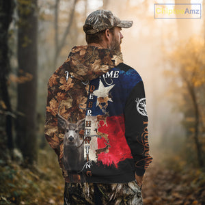 Personalized Deer Hunting Shirt with Texas Flag & Camo For Deer Hunters NHT28