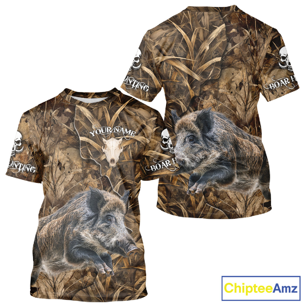 Personalized Wild Hog Hunting Camo Full Printing Shirts, Boar Hunting Gifts, Hunting Season NHT125