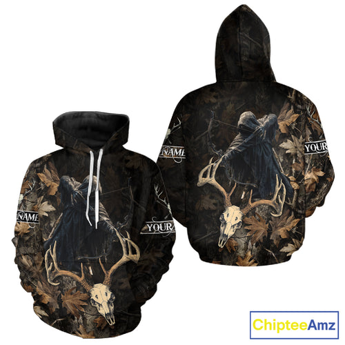 Deer Hunting Grim Reaper Camouflage Shirts for Deer Hunters, Hunting Hoodie For Men NHT358