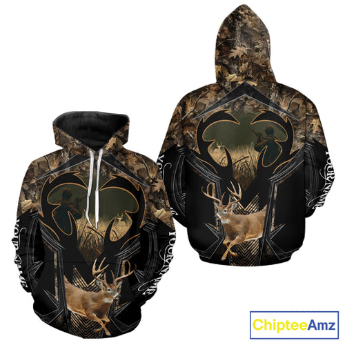Deer Hunting Shirt 3D All-Over Print Deer with Camo Forest, Gift for Deer Hunters Men NHT360
