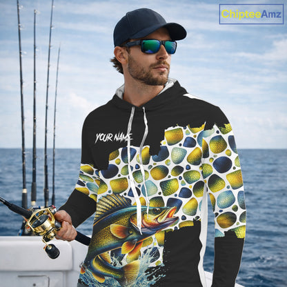 Personalized Walleye Fishing Shirt Long Sleeve, Fishing Shirts For Men NHT413