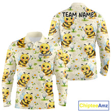 Load image into Gallery viewer, Funny Mens Golf Polo Shirt Custom Bee Pattern, Bee Golf Shirts For Team NHT541