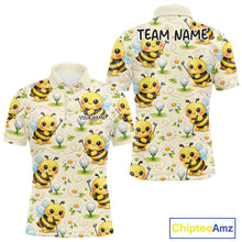 Load image into Gallery viewer, Funny Mens Golf Polo Shirt Custom Bee Pattern, Bee Golf Shirts For Team NHT541