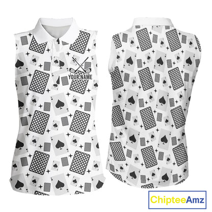 Personalized Poker Sleeveless Womens Golf Polo Shirt Funny Golf Top For Team, Golfer Gift For Womens NHT754