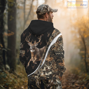 Best Deer Hunting Shirt Black Camo 3D Custom Name, Season Deer Hunting, Whitetail Deer Shirt NHT132