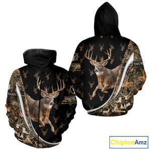 Best Deer Hunting Shirt Black Camo 3D Custom Name, Season Deer Hunting, Whitetail Deer Shirt NHT132