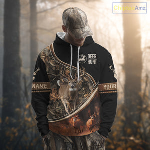 Deer Jumping Shirt Black Camo 3D Custom, Season Deer Hunting, Whitetail Deer Shirt NHT134