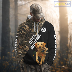 Waterfowl Duck Hunting With Yellow Lab Dogs, Custom Name All Over Print Shirts NHT234