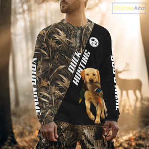 Waterfowl Duck Hunting With Yellow Lab Dogs, Custom Name All Over Print Shirts NHT234
