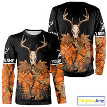 Load image into Gallery viewer, Skull Deer Hunting Custom Name Orange Camo Shirt, Deer Hunting Clothing, Hunting Gift NHT237