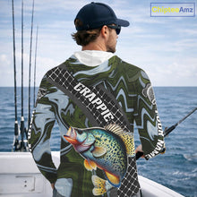 Load image into Gallery viewer, Crappie Hooded Fishing Shirt Long Sleeve Abstract Green Camo Performance Jersey For Men NHT924