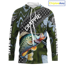 Load image into Gallery viewer, Crappie Hooded Fishing Shirt Long Sleeve Abstract Green Camo Performance Jersey For Men NHT924