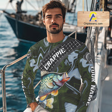 Load image into Gallery viewer, Crappie Fishing Shirts Long Sleeve Abstract Green Camo Performance Jersey For Men NHT924