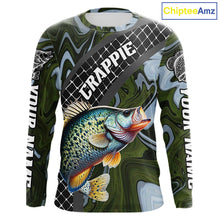 Load image into Gallery viewer, Crappie Fishing Shirts Long Sleeve Abstract Green Camo Performance Jersey For Men NHT924