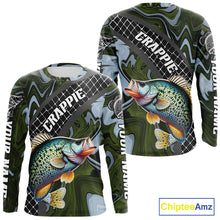Load image into Gallery viewer, Crappie Fishing Shirts Long Sleeve Abstract Green Camo Performance Jersey For Men NHT924