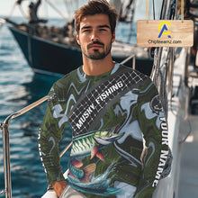 Load image into Gallery viewer, Northern Musky Fishing Shirts Long Sleeve Abstract Green Camo Performance Jersey For Men NHT926