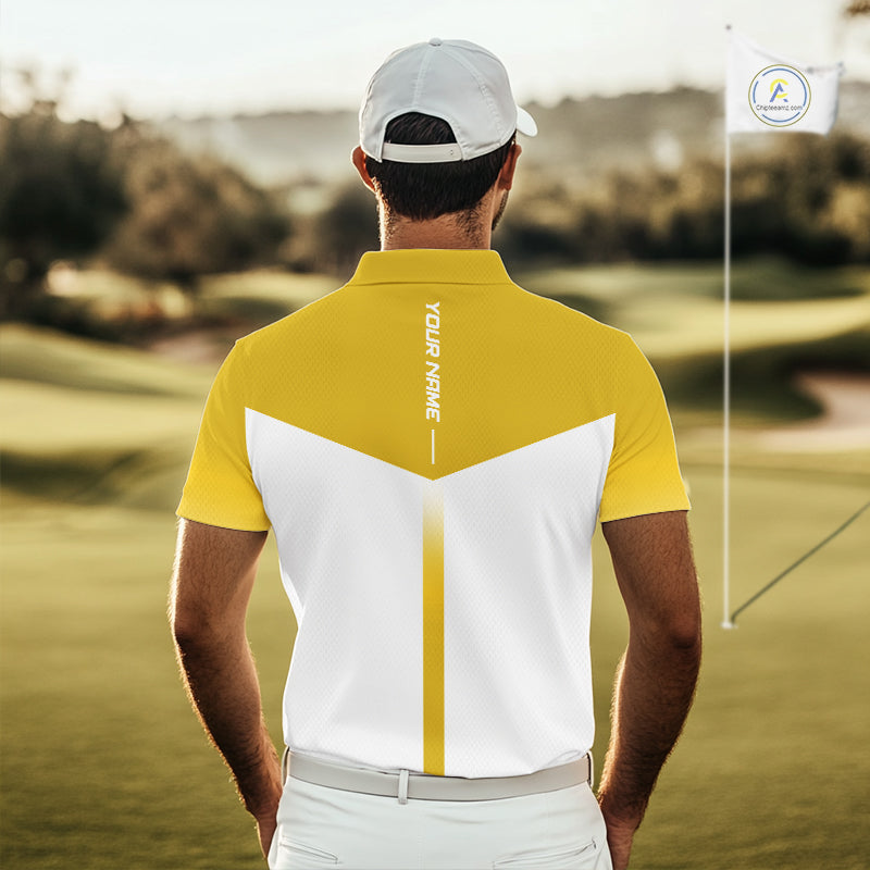 Personalized Golf Polo Shirt Custom Name Golf Club Polo For Men Golf Tournament Apparel|Yellow 