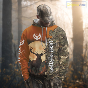 Best Orange Camo Deer Hunting Clothes 3D Full Print Full Moon Buck Design For Deer Hunters NHT41