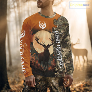 Best Orange Camo Deer Hunting Clothes 3D Full Print Full Moon Buck Design For Deer Hunters NHT41
