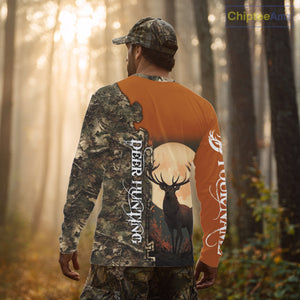Best Orange Camo Deer Hunting Clothes 3D Full Print Full Moon Buck Design For Deer Hunters NHT41
