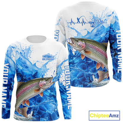 Rainbow Trout Fishing Shirt, Ice Fishing Long Sleeve Shirt For Men, Rainbow Trout Fishing Apparel NHT1386
