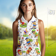 Load image into Gallery viewer, Peanut Womens Sleeveless Golf Polo Shirt, Funny Peanut Golf Shirt Cool Golf Apparel NHT563