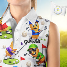 Load image into Gallery viewer, Peanut Womens Sleeveless Golf Polo Shirt, Funny Peanut Golf Shirt Cool Golf Apparel NHT563